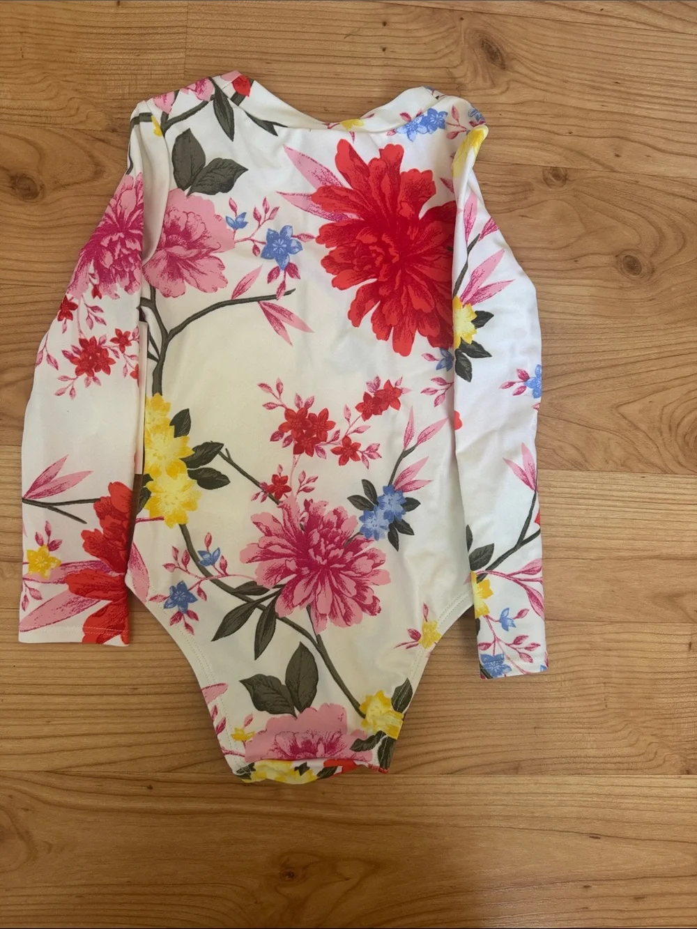 Old Navy White Floral Long-Sleeve Zip One-Piece Swimsuit NWT